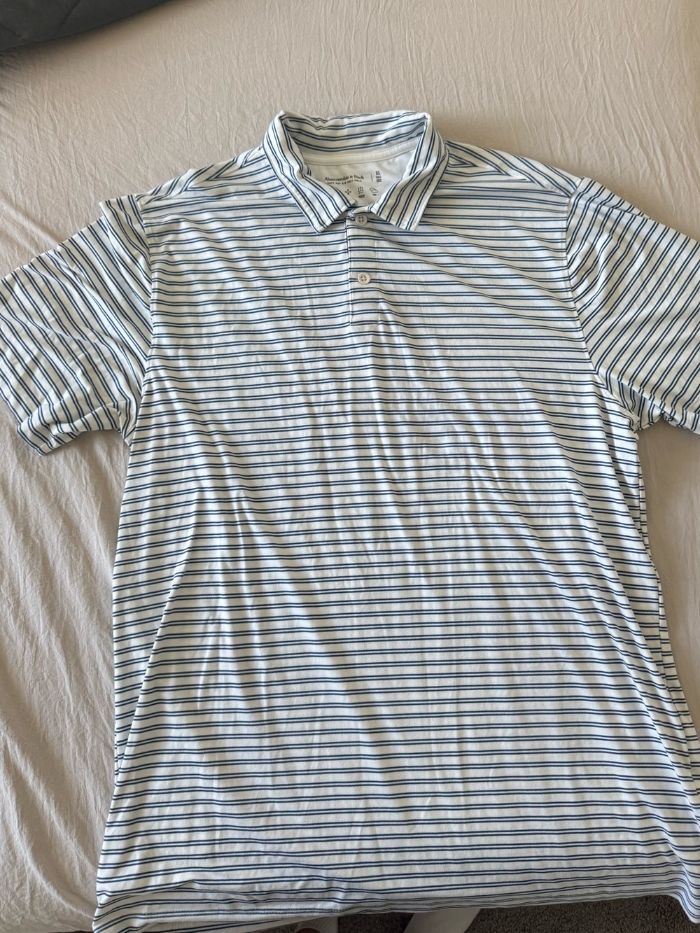 Abercrombie & Fitch White Polo with Navy Stripes